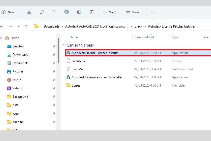 Tìm thư mục có tên“Autodesk License Patcher Installer”sao chép file