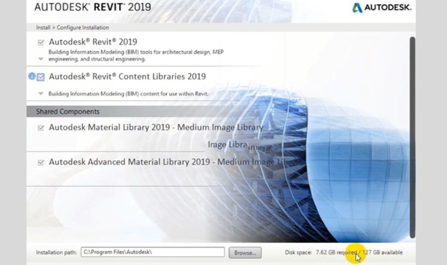 Nhấn "Install" để cài đặt Revit 2019 Full Crack