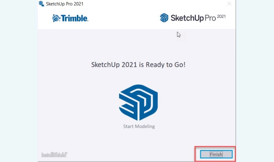 Chờ qài đặt SketchUp 2021 Full Crack hoàn tất và nhấp vào 'Finish'